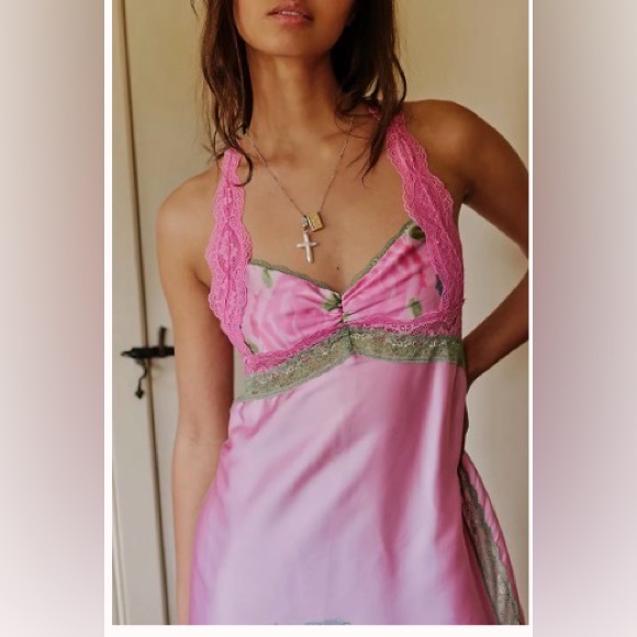 FREE PEOPLE Just Dreamy Maxi Slip dress pink size large - Picture 4 of 15